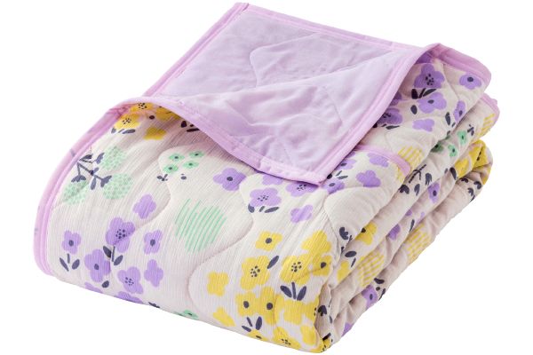 【ネット限定】綿100％楊柳×ガーゼ　リバーシブル肌掛けふとん　　１４０×１９０ｃｍ　ピンク