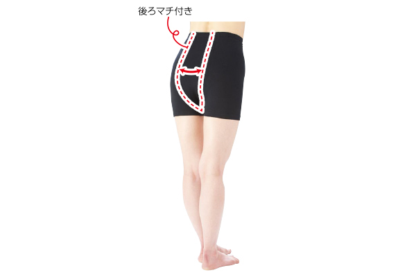 綿混マチ付ゆったりスパッツ （1枚）1分丈ブラック