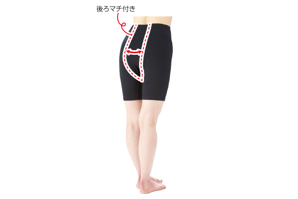 綿混マチ付ゆったりスパッツ （1枚）3分丈ブラック