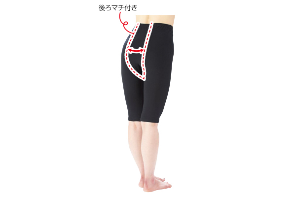 綿混マチ付ゆったりスパッツ （1枚）5分丈ブラック