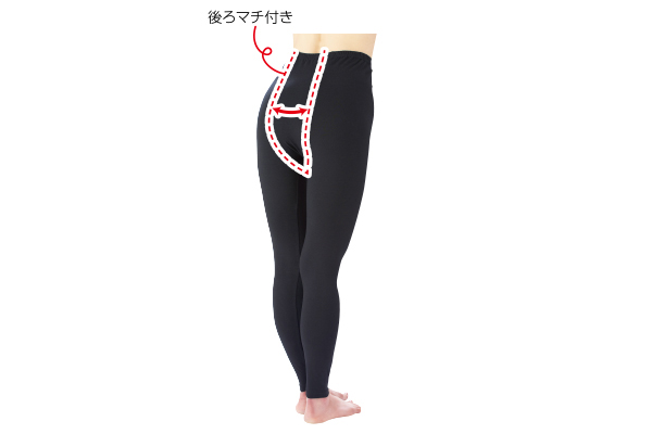 綿混マチ付ゆったりスパッツ （1枚）10分丈ブラック