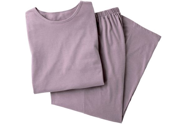 綿混５分袖Ｔ＆７分丈パンツルームセット Ｍ〜Ｌモーヴローズ