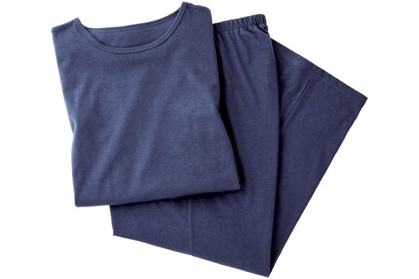 綿混５分袖Ｔ＆７分丈パンツルームセット Ｍ〜Ｌラピスブルー