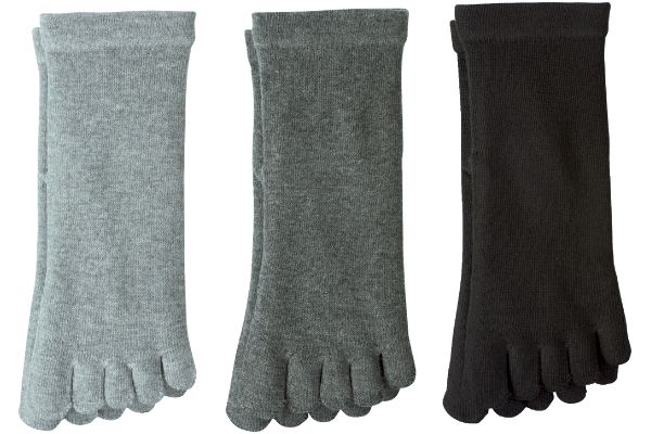 丈夫で長持ちモノトーン5本指ソックス （3色組）22〜25ｃｍ