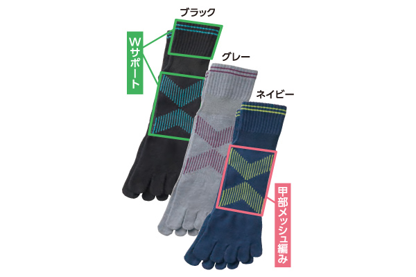 ５本指Ｗサポートメンズソックス
