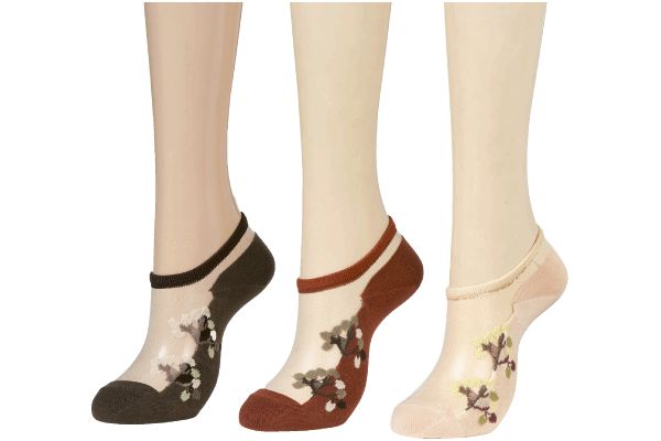 シースルー花柄ダークスニーカー丈ソックス