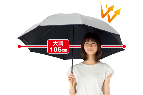 ＵＶ晴雨兼用大きい３つ折傘　６０ｃｍ　シルバー
