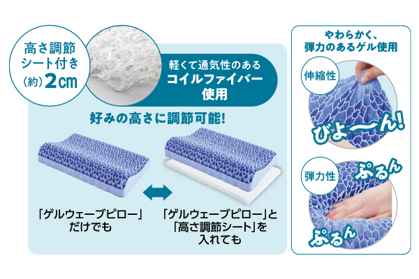 高さが変わるゲルウェーブピロー