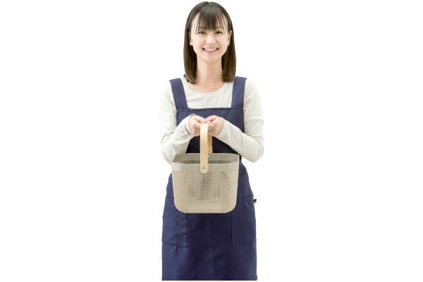 木製持ち手付　スクエアバスケット