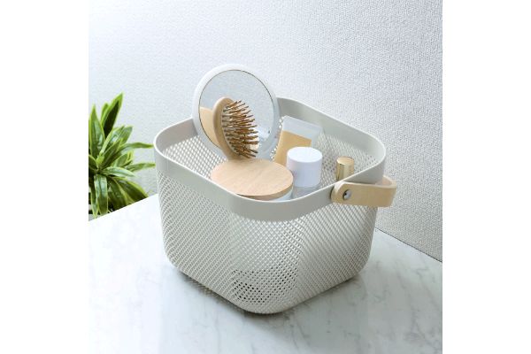 木製持ち手付　スクエアバスケット