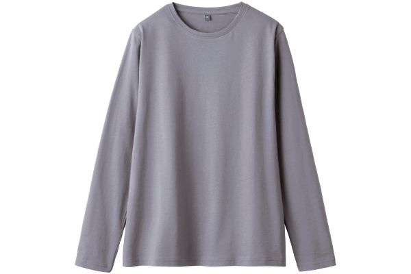 インド綿長袖Ｔシャツ Ｍラベンダー