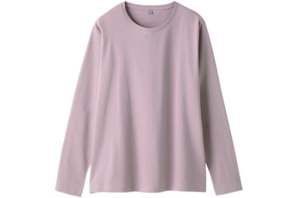 インド綿長袖Ｔシャツ Ｍローズピンク