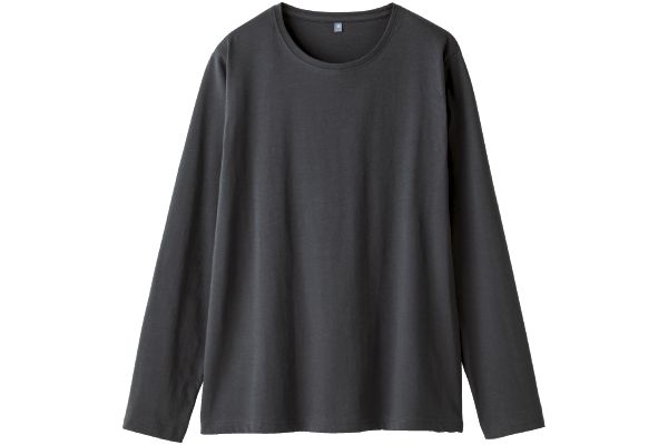 インド綿長袖Ｔシャツ Ｍチャコールグレー