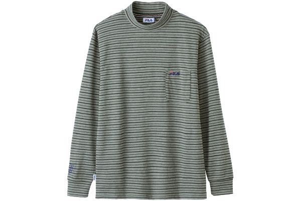 ＦＩＬＡ　マルチボーダー綿混ハイネック長袖 Ｍグレー系