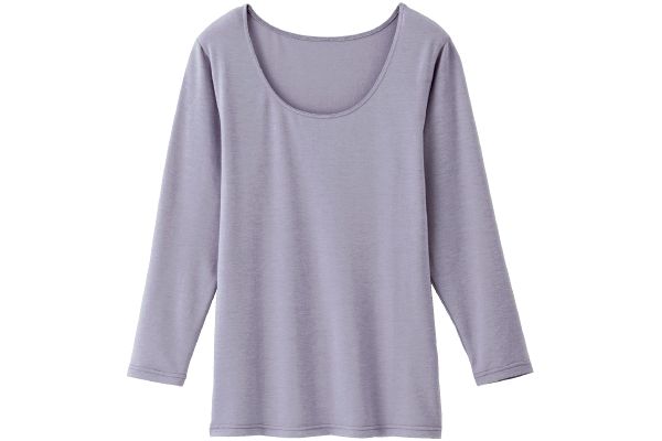 [あったかフィット]８分袖インナー Ｍラベンダーグレー