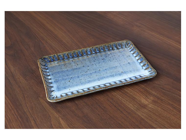 【ネット限定】へちもん　信楽焼　青萩彫焼物皿（1枚）