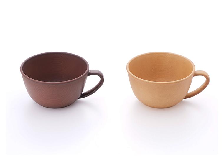 【ネット限定】レンジ・食洗機対応木目調スープカップ（2色組）