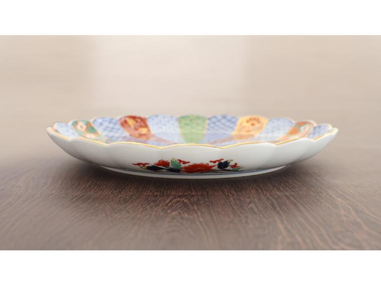 【ネット限定】林九郎窯　古伊万里様式シリーズ　菊割花地紋　大皿