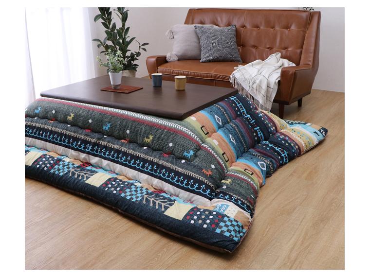 【ネット限定】ピーチスキン加工生地使用日本製ギャッベ柄あったかこたつ掛ふとん