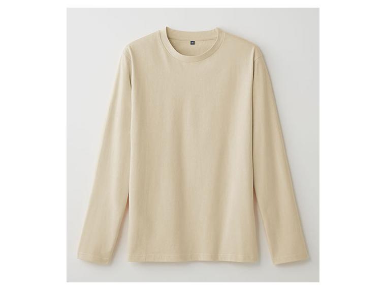 【ネット限定】インド綿あったか吸湿発熱長袖Ｔメンズ　クリーム