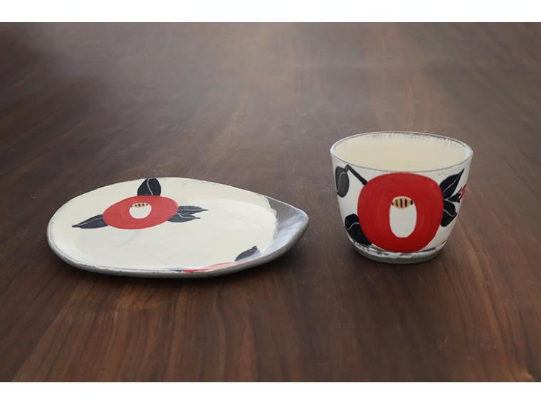 【ネット限定】信楽焼　陶房あうん　手づくり碗皿　椿