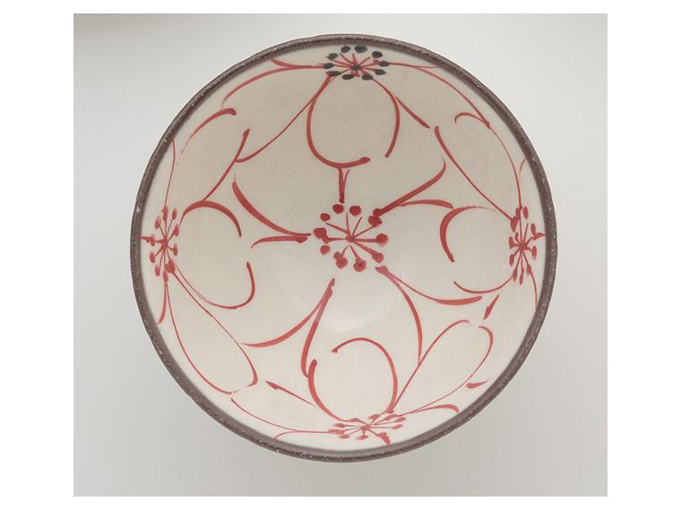 【ネット限定】有田焼　粉引彫内花飯碗(1個）