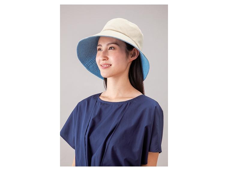 【ネット限定】デニムのつば広リバーシブルハット