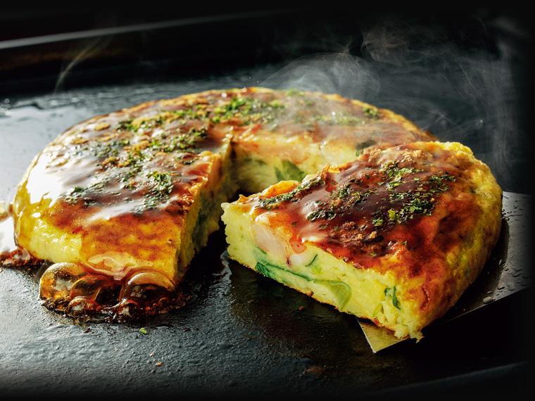 京野菜の入った京風お好み焼　えびイカ玉 225g（お好み焼200g、濃厚ソース25g、かつお節粉末0.5g、あおさ0.2g）