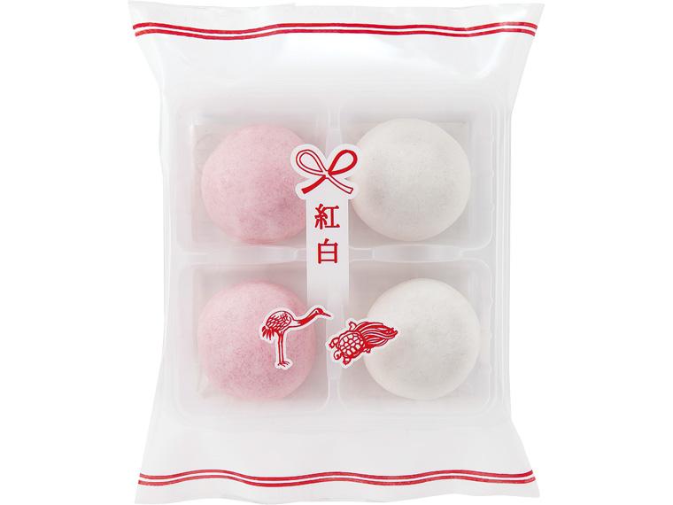 予約 紅白 祝 まんじゅう 140g(紅2個・白2個)