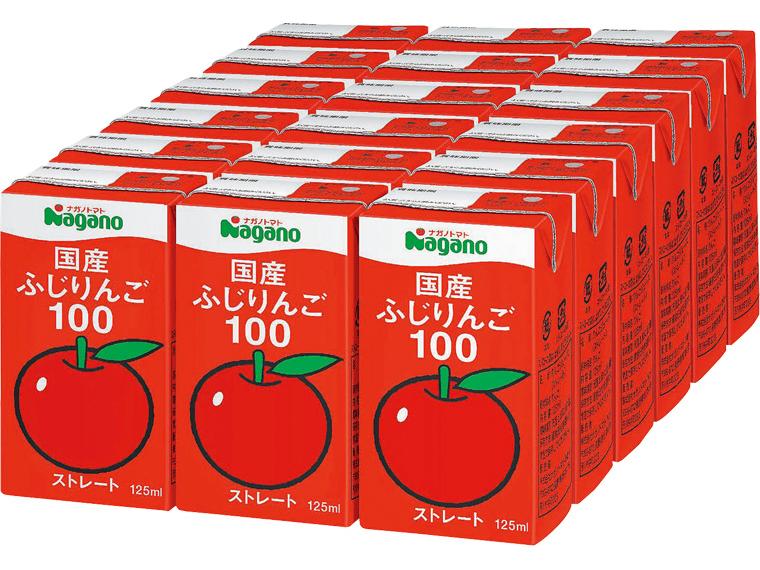 国産ふじりんご100（ブリックタイプ） 125ml×18