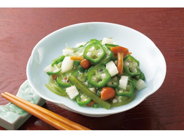 おくらとなめこの山芋和え（茎わかめ入り） 50g×4