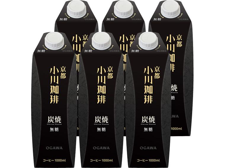 京都小川珈琲　炭焼（無糖） 1000ml×6