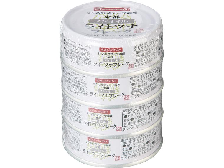 東都ノンオイルライトツナフレーク缶 70g×4