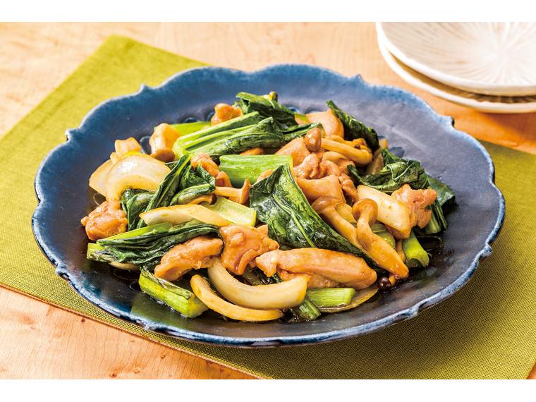おかずキット　鶏肉と小松菜のガリバタ醤油炒め(産直鶏肉使用) 2人前