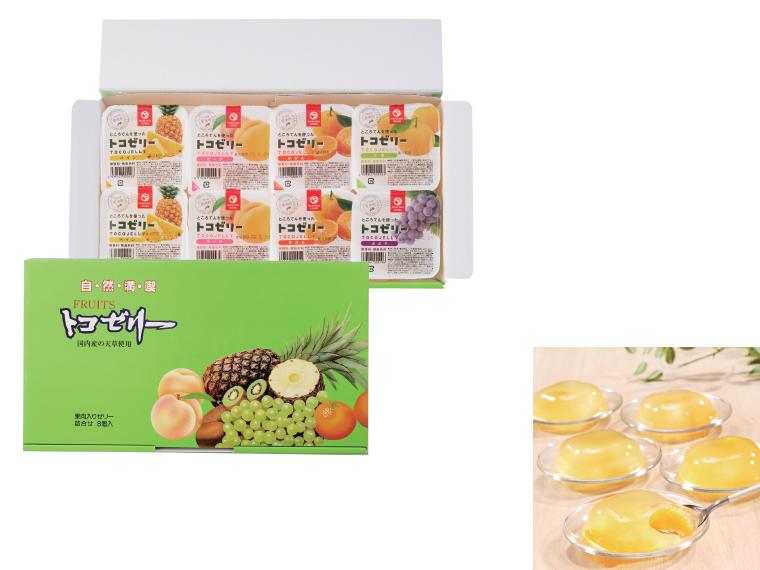 自宅 トコゼリー詰合せ パイン130g×2、ピーチ130g×2、みかん130g×2、ぶどう130g、甘夏130g