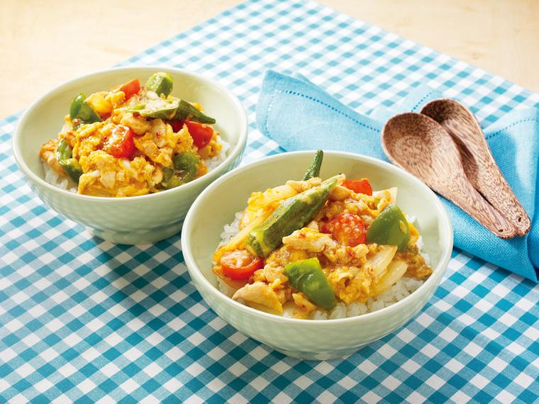 おかずキット　産直鶏肉と夏野菜の卵とじ丼（甘辛味） 2人前