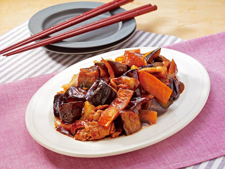 おかずキット　豚肉となすの甘辛みそ炒め(産直豚肉使用)　 2人前