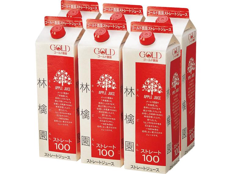 ゴールド農園りんごジュース　【産直産地の果物使用】 1000g×6