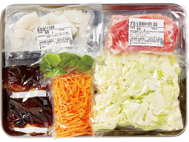 おかずキット　産直豚肉とイカの五目炒め 2人前
