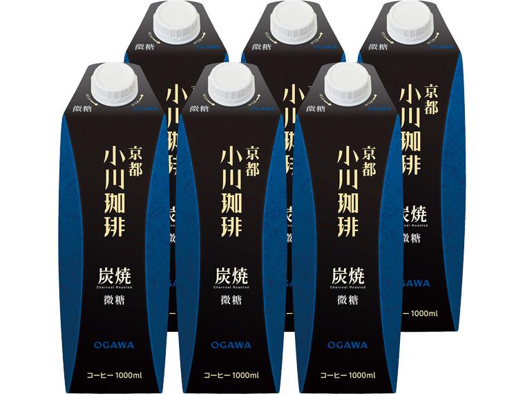 ≪数量限定100点（抽選）≫京都小川珈琲炭焼（微糖）（ケース） 1000ml×6