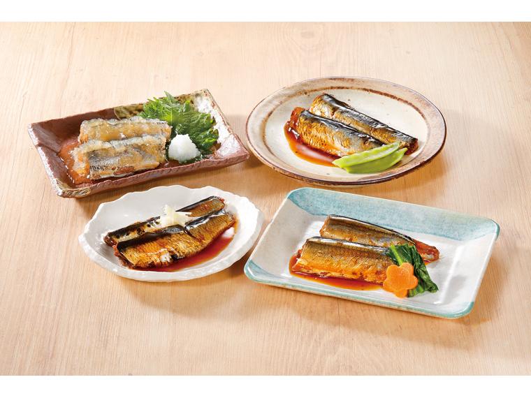 自宅　骨までやわらか煮魚セット 4種750ｇ（いわし生姜煮75g×4、いわし梅紫蘇煮75g×2、さんまの煮付け75g×2、さんまみぞれ煮75g×2）