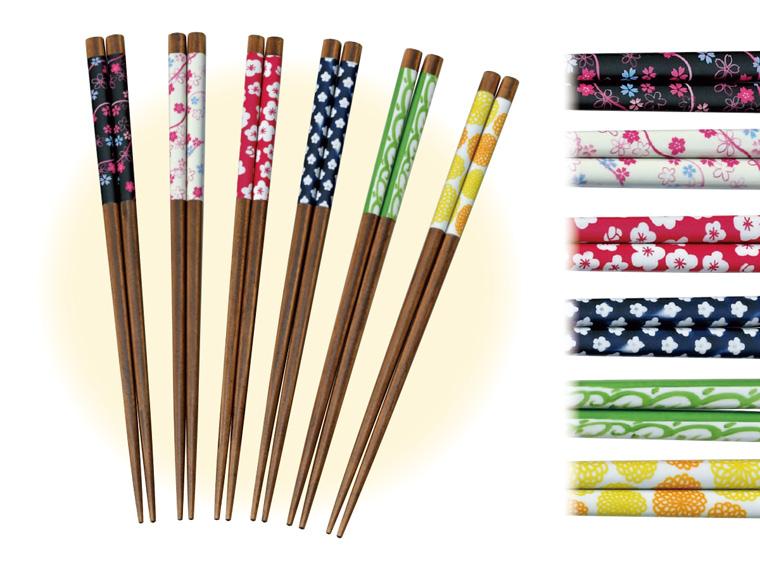 若狭塗 食洗機対応塗箸  6柄組 