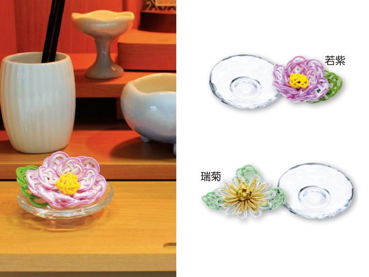 水引仏花 ガラス台付 　　　　　　　　　　　　　　　 若紫