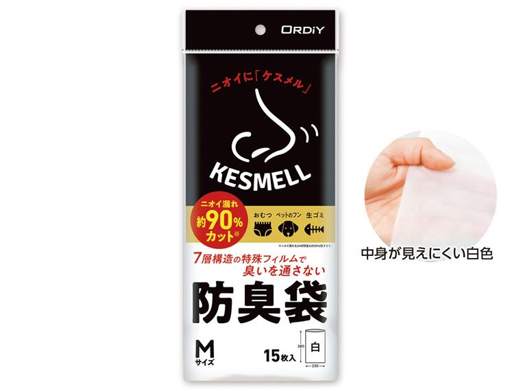 ＫＥＳＭＥＬＬ　防臭袋　Ｍ　白　１５Ｐ