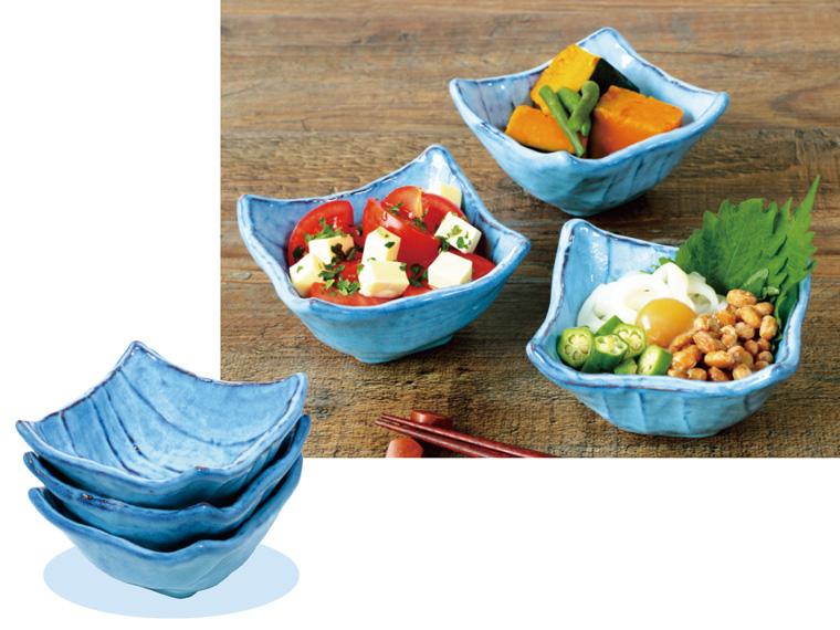 美濃焼 淡い水色多用鉢 　 3個組 